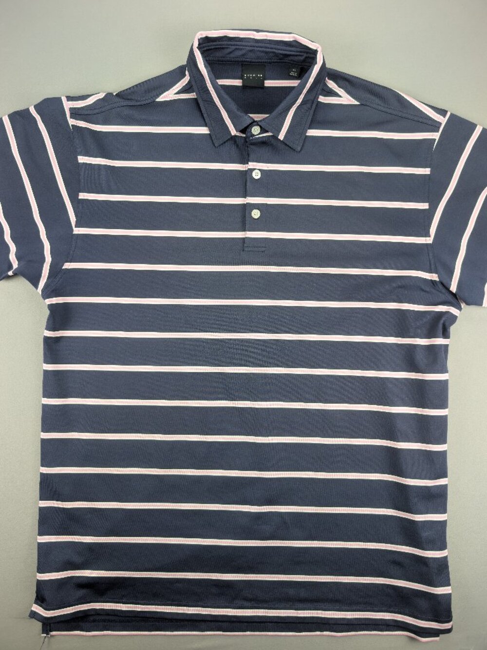 Dunning Golf Coolmax Navy Stripe Performance Golf Polo - XL